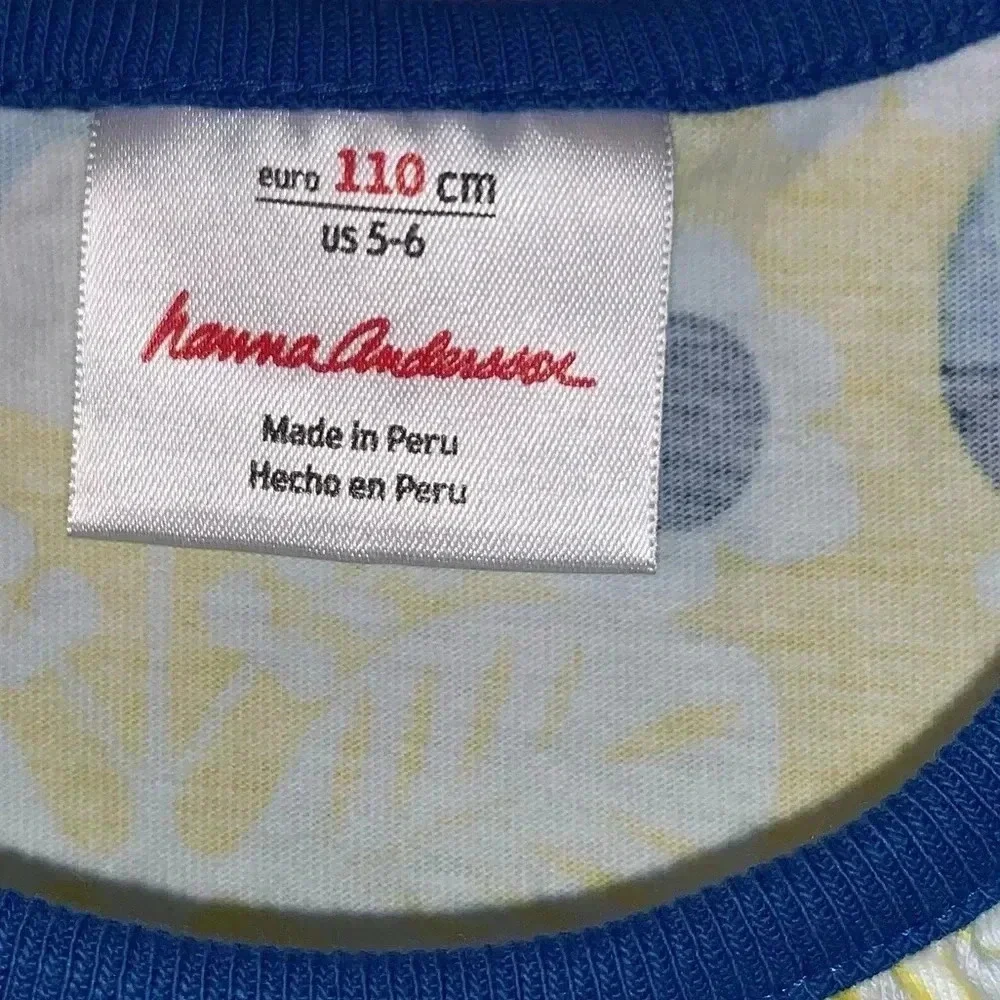 Hanna Andersson Dress 110cm US 5-6 Blue Yellow Dutch Tulips Sleeveless Sundress
